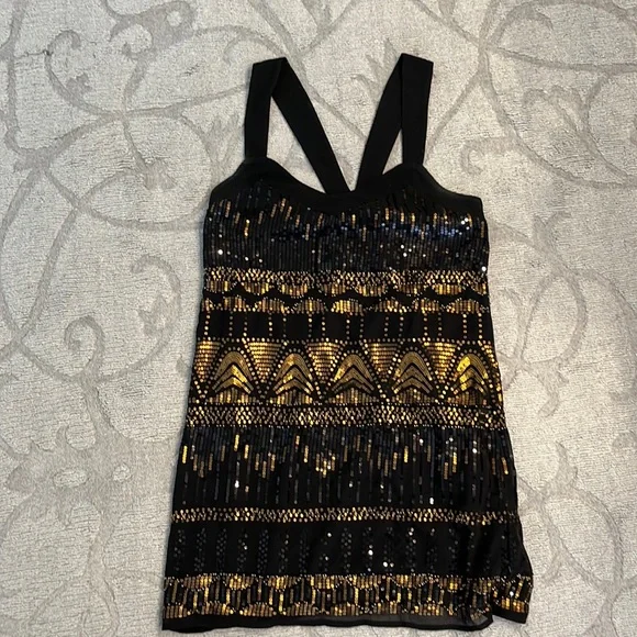 Forever 21 | Dresses | Blackgold Art Deco Flapper Style Beaded Dress Sz L |  Poshmark